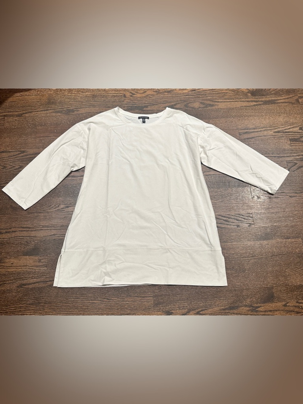 Eileen Fisher Cream Long-Sleeve Boatneck Tunic